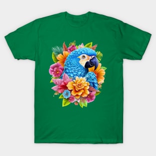 Floral Parrot Portrait #5 T-Shirt